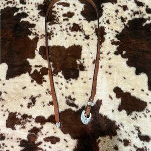 Brown Leather Belt with Silver Buckle
